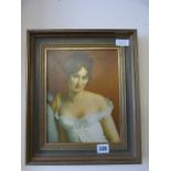 Framed Oil Painting Depicting A Young Lady
