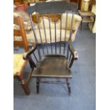 Ebonised Edwardian High Back Chair