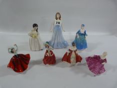 Royal Doulton Figurine - Aqua Marine  & 6 Miniature Royal Doulton Figurines