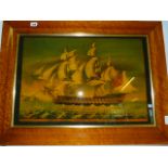 Framed Painting on Glass - His Majesty's Ship - Vengeance