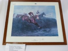 Framed Print of Red Rum The Grand National Winner Signed by Donald Ginger McCain
