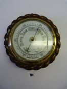 Oak Cased Circular Aneroid Barometer