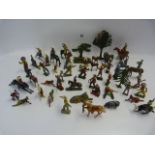 Tray Containing Britains Lead Cowboy & Indian Figures etc