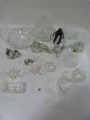 Box Containing Cut Glass Vases - Glass Paper Weights etc