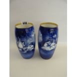Pair of Blue & White Royal Doulton Vases