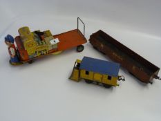 Early Tin Plate British Rail Porter's Truck & 2 Hornby 'O' Gauge Wagons