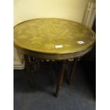 Brass Benares Table on Stand