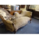Victorian Mahogany Chaise Lounge in Need of Restoration