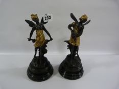 2 Possibly Bronze Art Deco Nymph Figurines