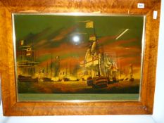 Framed Paint on Glass of The Battle of The Nile by Rob Dodd