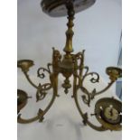 Brass 5 Arm Hanging Chandelier