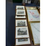 6 Framed Fishing Engravings