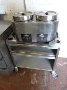 Hatco 2 Pot Soup Couldron in Stainless Steel Trolley