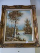 Gilt Framed Oil Painting Depicting A Country Scene