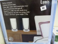 *Box Set of 2 Lumis Clear Glass Touch Lights
