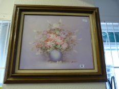 Framed Oil Painting Depicting Still Life Flowers