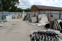 The Remaining Contents of The Yard Including Glass - Granite & Marble Work Surface Off-cuts -