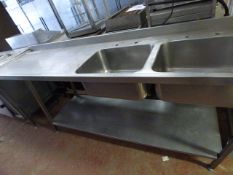 *Stainless Steel Double Bowl Sink with Left Hand Drainer & Under Shelf Ref: HL 124