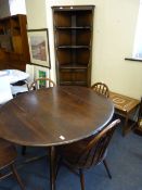 Ercol Dining Table - 4 Chairs & Corner Cabinet