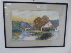 Framed Water Colour Depicting a Country Scene