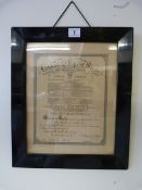 Framed London College of Music Certificate