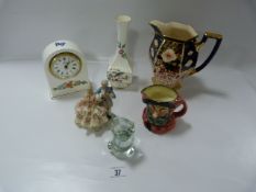 Tray of Collectable China including Clocks- Paper Weights & Jugs