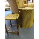 Lloyd Loom Type Linen Basket & Seagrass Stool