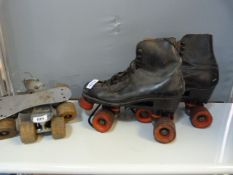2 Pairs of Early Roller Skates