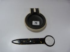 RMS Queen Mary Ashtray & Tortoiseshell Magnifying Glass