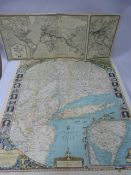 2 1930's Maps - The Reaches of New York City & The World Airlines 1939