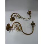 2 Victorian Brass Gas Wall Lamps