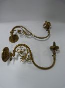 2 Victorian Brass Gas Wall Lamps