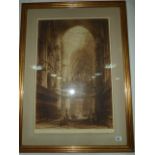 Gilt Framed Etching by Henry C Brewer Depicting Buigos Cathedral