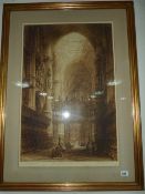 Gilt Framed Etching by Henry C Brewer Depicting Buigos Cathedral