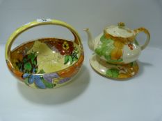 Royal Winton Grimleys Fruit Dish & Crown Ducal Tea Pot & Stand