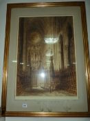 Gilt Framed Etching by Henry C Brewer Depicting Amiens Cathedral