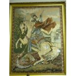 Gilt Framed Needlework Picture Depicting George & The Dragon