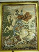 Gilt Framed Needlework Picture Depicting George & The Dragon