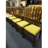 4 Oak Edwardian Dining Chairs with Spiral Legs