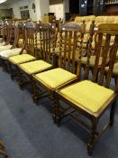 4 Oak Edwardian Dining Chairs with Spiral Legs
