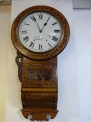Oak Inlaid Cased Wall Dial Clock