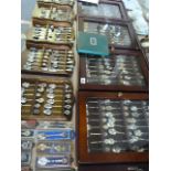 Large Collection of Souvenir Spoons & Display Cabinet