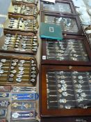 Large Collection of Souvenir Spoons & Display Cabinet