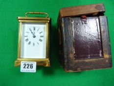 Early 19th Century Brass Carriage Clock in Case