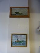 Oil on Board & Water Colour Depicting Trawlers