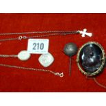 2 Silver Necklaces - Peace Badge & Victorian Brooch
