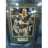 Framed & Autographed Print of Australian Rugby League Player Darren Lockyer