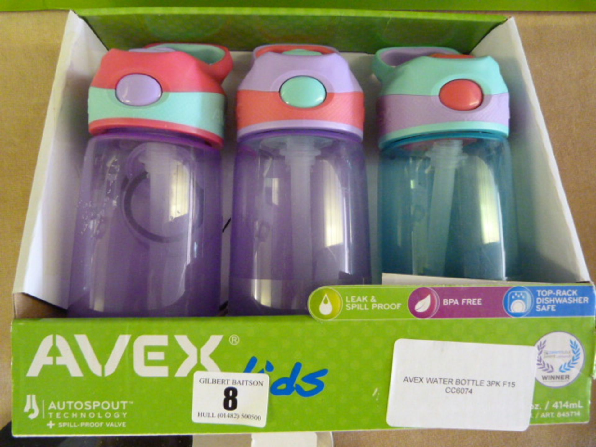 *AVEX WATER BOTTLE 3PK F15