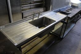 Stainless Steel Commercial Sink Unit with Double Drainers & Taps 66" x 21"