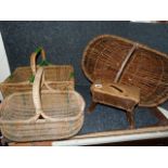 Vintage Stool & 2 Wicker Baskets